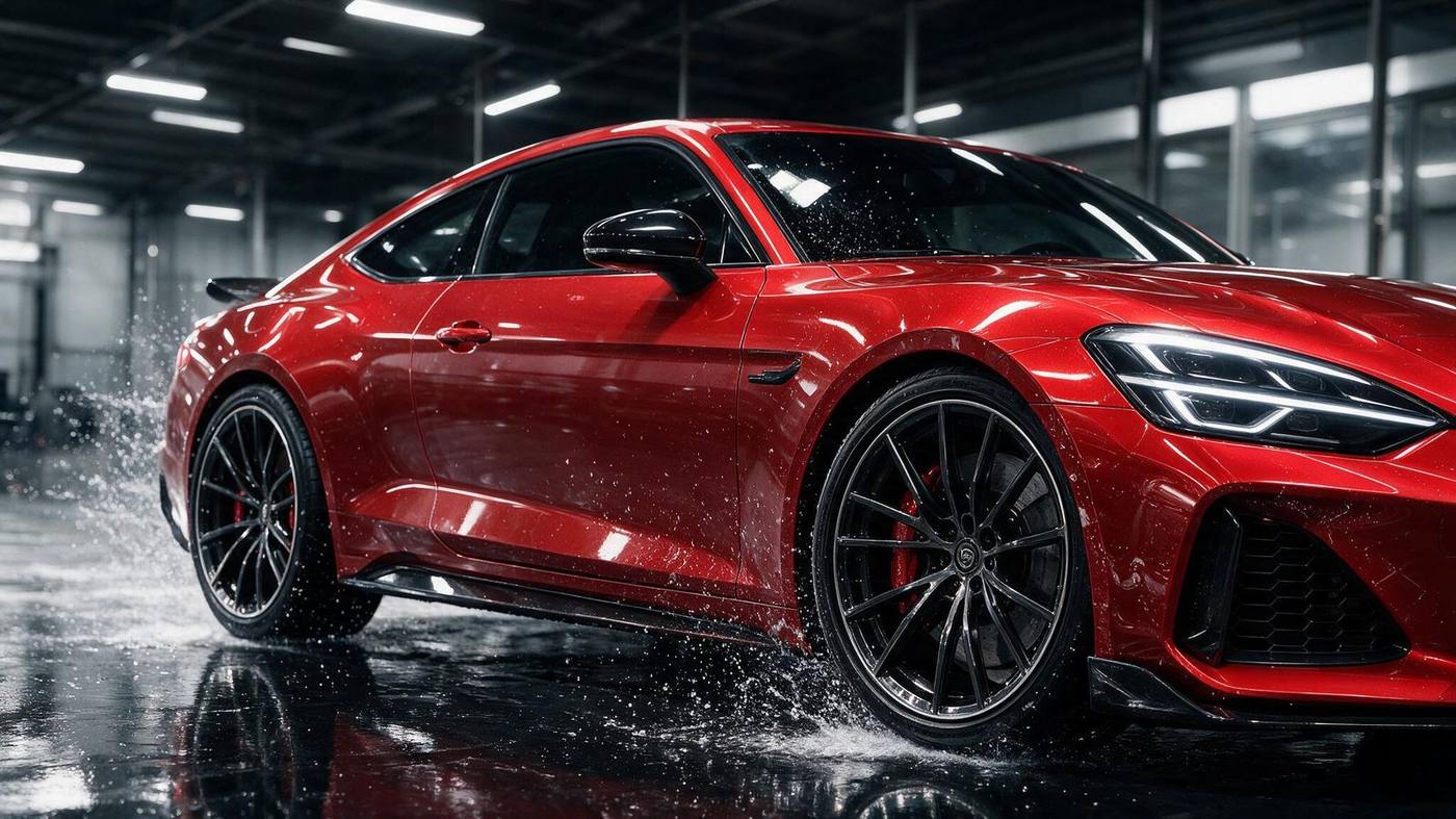 10SILE AUTO paint protection film on a red car